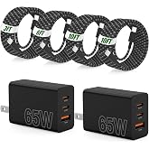 65W Super Fast Charger Type C for Samsung,3 Port 100W PD Quick Charging 3.0 USB C Block &amp; 3/6/10/10FT Braided Type C Cord for Samsung Galaxy S26 Ultra/S26/S25 Ultra/iPhone 17 18 Pro/MacBook Pro/Air