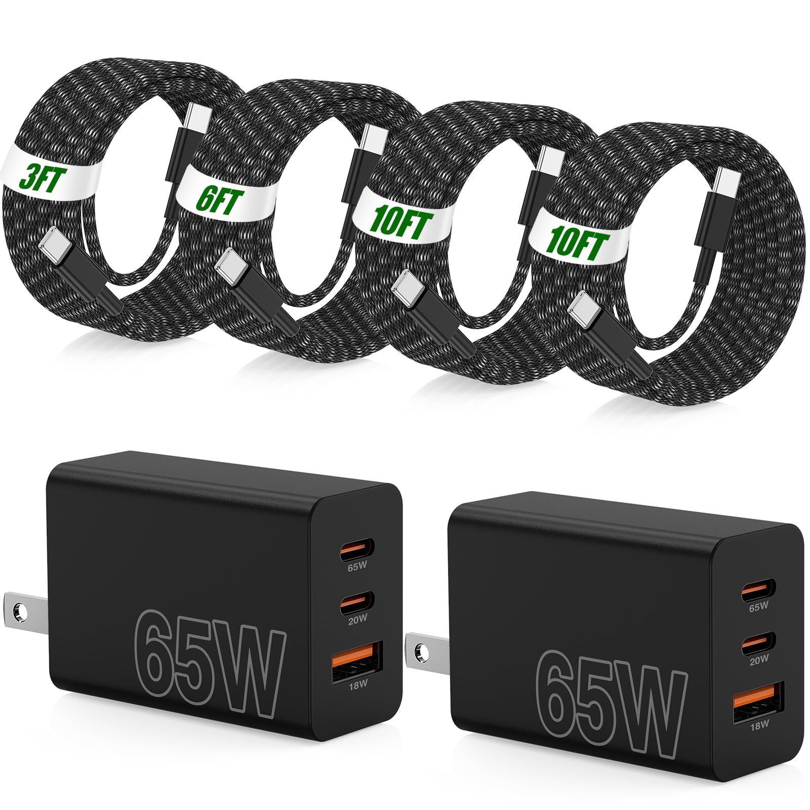 65W Super Fast Charger USB C for Samsung S26 Ultra,Type C Charger Fast Charging Android Phone Charger Block & 3/6/10/10FT Braided Type C Cord for Samsung Galaxy S26+/S26/S25 Ultra/S24/iPhone 17