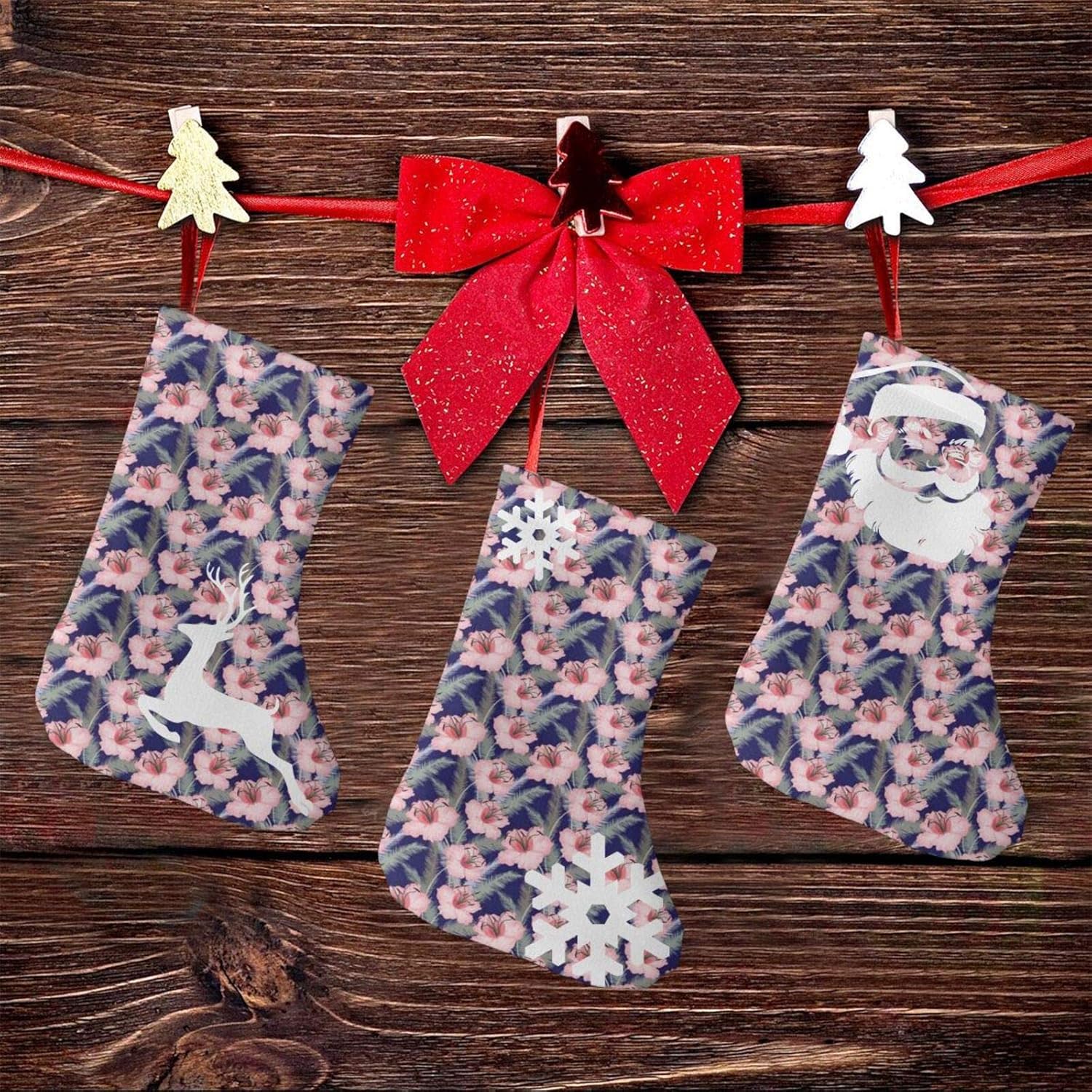 Personalized custom Christmas stockings,Blooming Flowers