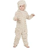 Mummy Costume for Toddlers, White Bandaged Undead Egyptian Pharaoh Suit for Halloween or Scary Cosplay Dress-Up