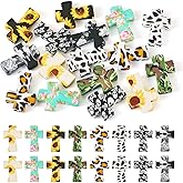FASHEWELRY 16Pcs Silicone Cross Focal Beads for Pens Printed Cross Shaped Silicone Beads Easter Characters Jesus Rubber Bead for Beaded Pen Keychain Making