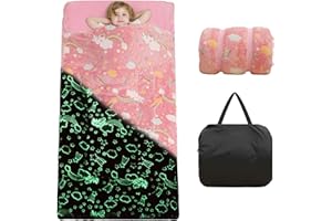 VIVILINEN Kids Sleeping Bag for Girls Boys Glow in The Dark Toddler Slumber Bag Luminous Soft Sleepover Bag Nap Mat Preschool Daycare Kindergarten Slumber Sack with Pillow Pocket