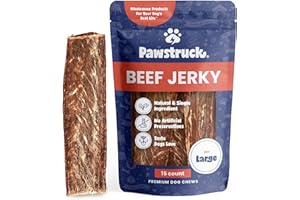 Pawstruck Premium Beef Jerky Dog Treat Chews, Large 10" Strips – Supports Hip & Joint Health, Rich in Glucosamine & Chondroitin, No Added Preservatives – 15 Count