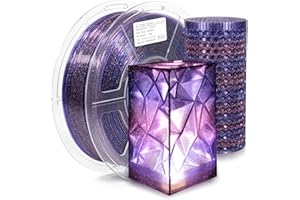 iSANMATE 3D Printer Filament Clear PLA, Multicolor Transparent Transition Glitter Filament, Gradient Purple Blue Multicolor PLA Filament, 3D Printing Filament 1KG/2.2lb, Blue Violet Galactic