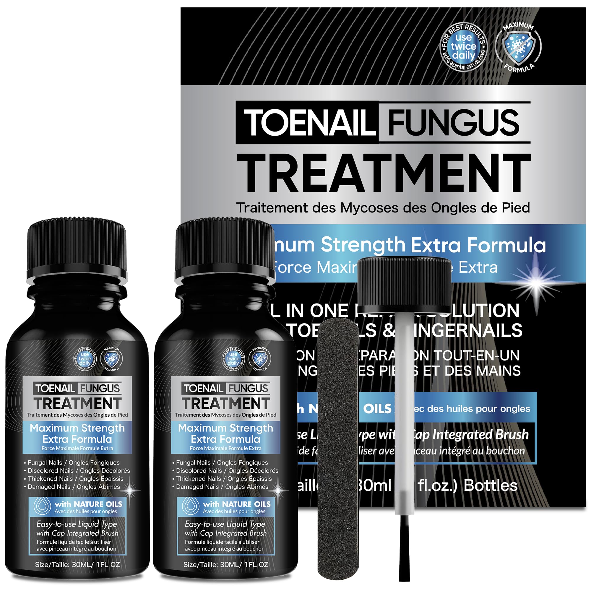 Toenail Fungus Treatment Extra Strength 2pcs x 30ml, Fungus Nail Treatment, Nail Fungus Treatment for Toenail, Toe Nail Fungus Treatment Extra Strength for Damaged and Discoloration Nails.