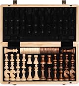 A&A 15 inch Folding Chess Checkers Set Staunton Pieces 3 inch King 2 Extra