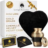 Mini Urns for Human Ashes Keepsake &ndash; Gold Brass and Chenille Velvet Heart Case