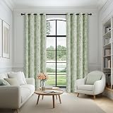 Fmfunctex Green Floral Blackout Curtains 2 Panels 54 Drop Eyelet 50W view 9