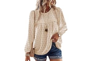 Falechay Womens Fall Tops Crewneck Long Sleeve Shirts Casual Chiffon Blouses Flowy Lace Hem Boho Clothing Trendy 2025
