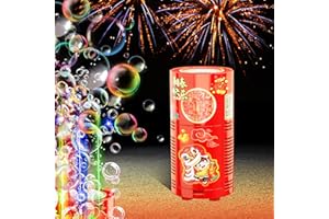 IVTIVFU Fireworks Bubble Machine (13 Holes with 80ml Bubble Solution) with Dazzling RGB LED Lights, Automatic Sparklers Bubbles Toy for Kids, Party Birthday Wedding Christmas Chinese New Year Decorations