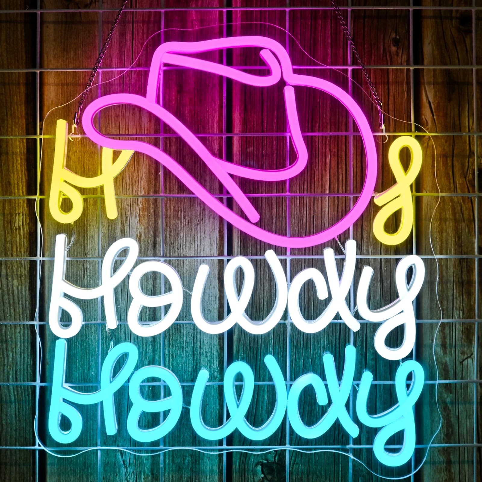 SIGNSHIP Howdy Neon Light Sign Cowboy Hat Led Neon Light Western Cowboy Home Wall Decor Texas Girl Bedroom Decor Back to school Gift Howdy Hat Led Sign College Student Dorm Decor — image 1