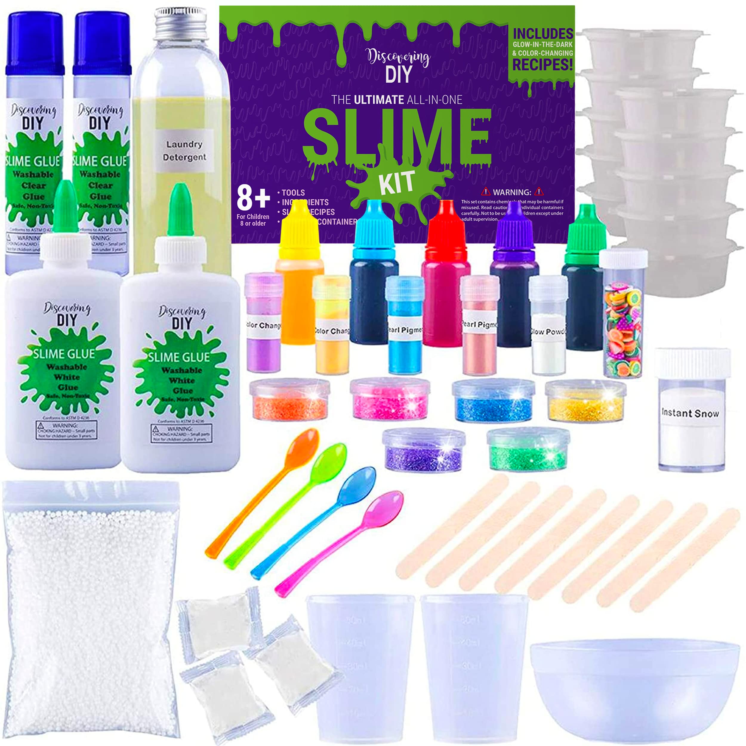 Discovering DIY Slime Kit for Girls and Boys - 52-Piece Slime Making Kit for Kids w/Craft Supplies - Makes Unicorn, Cloud, Butter, Galaxy, Mermaid and Slime for Kids