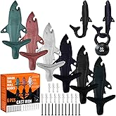 Duraaamo 6 Pcs Nautical Shark Tail Wall Hooks for Hats Coastal 6 Cast Iron Fish Hooks for Towel Coat Bags Hanging Decor High Coastal-Themed interiors 5.25 Inches with Screw Set