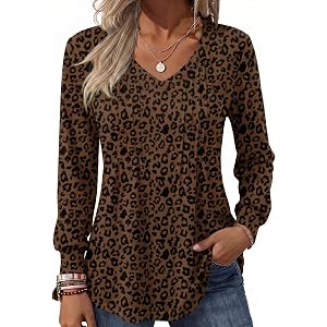 Zeagoo Women's Puff Long Sleeve Shirts Pleated V Neck Fall Tunic Tops Blouse Dressy Casual Summer T-Shirts
