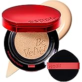 Espoir Be Velvet Cushion Foundation #21 Ivory | Quick and Easy Coverage with Long-lasting Color by Zero Oxidation, Velvety Smooth Finish & Lightweight Formula, Vegan, Korean Makeup, 0.46 oz