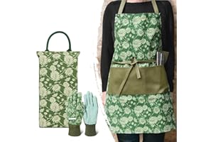 Colwelt Gardening Foam Kneeling Pad Set 3pcs, Gardening Gifts for Women Gardeners, Elegant Pattern Garden Protection Tools Set, Charming Garden Accessories(Extra Thick Kneeling Mat, Apron, Gloves)