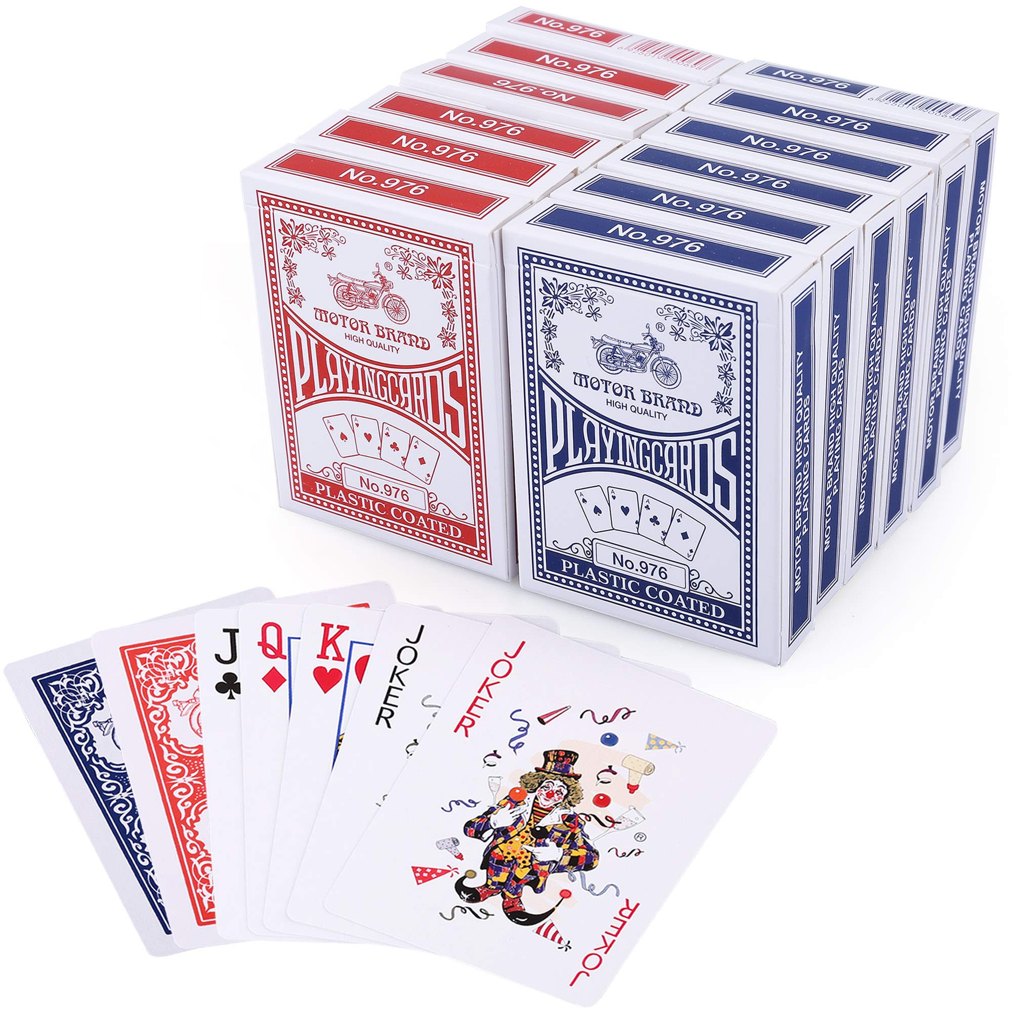 LotFancy Playing Cards 12PCS, Poker Size Standard Index, 6 Blue and 6 Red, for Blackjack, Euchre, Canasta Card Game, Casino Grade
