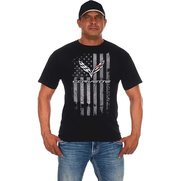 Chevy Corvette Stingray C7 Logo T-Shirt - 100% Cotton Preshrunk, Black, Men's Sizes M-3XL - View #2