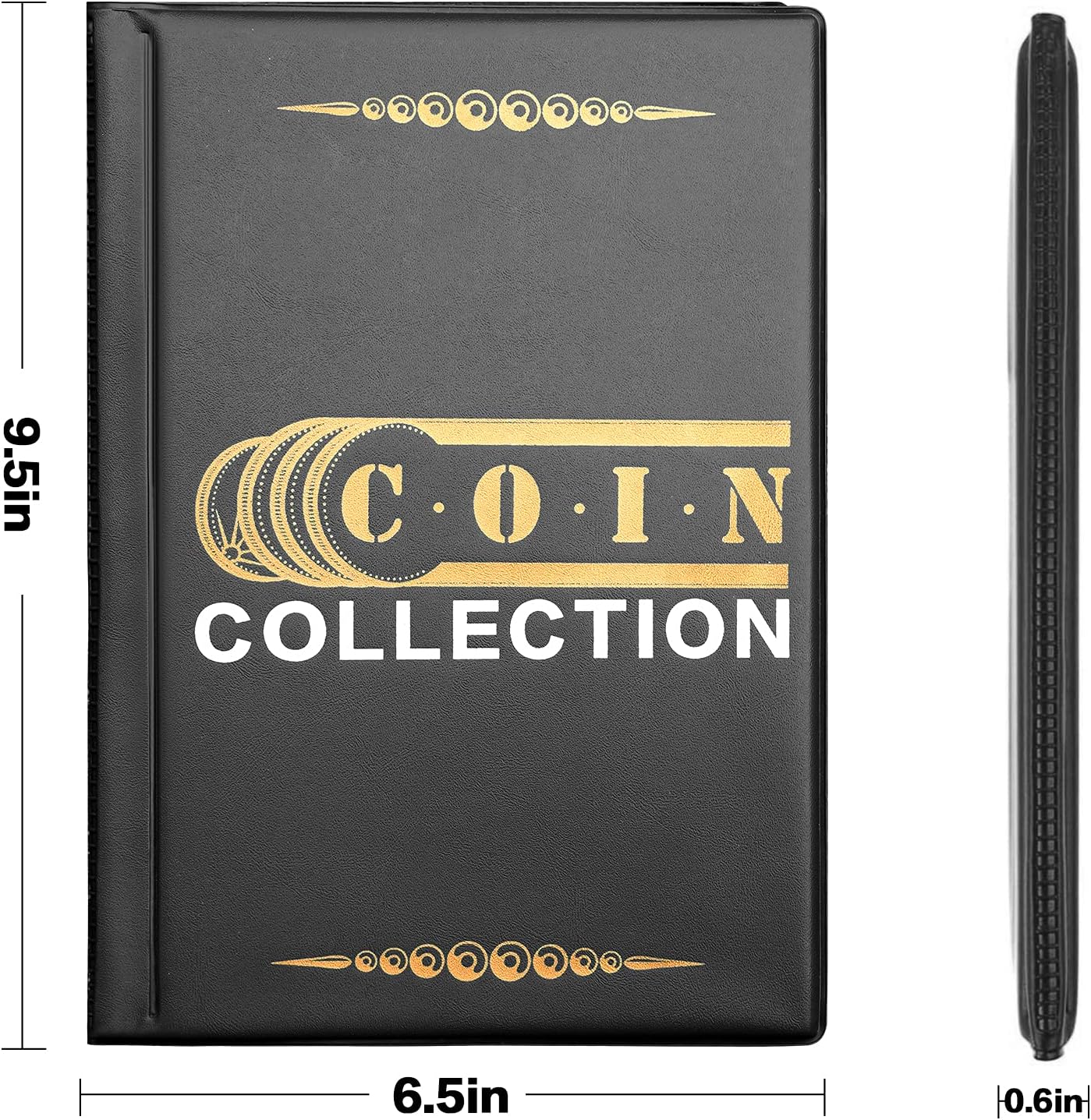 Coin Collection Holder Album 288 Pockets Book for Collectors, Coins Collecting Supplies Storage Organizer Fits for 20/25/27/30mm Coins, Penny, Quarters, Tokens, Medallions Display Case.-Black : Office Products