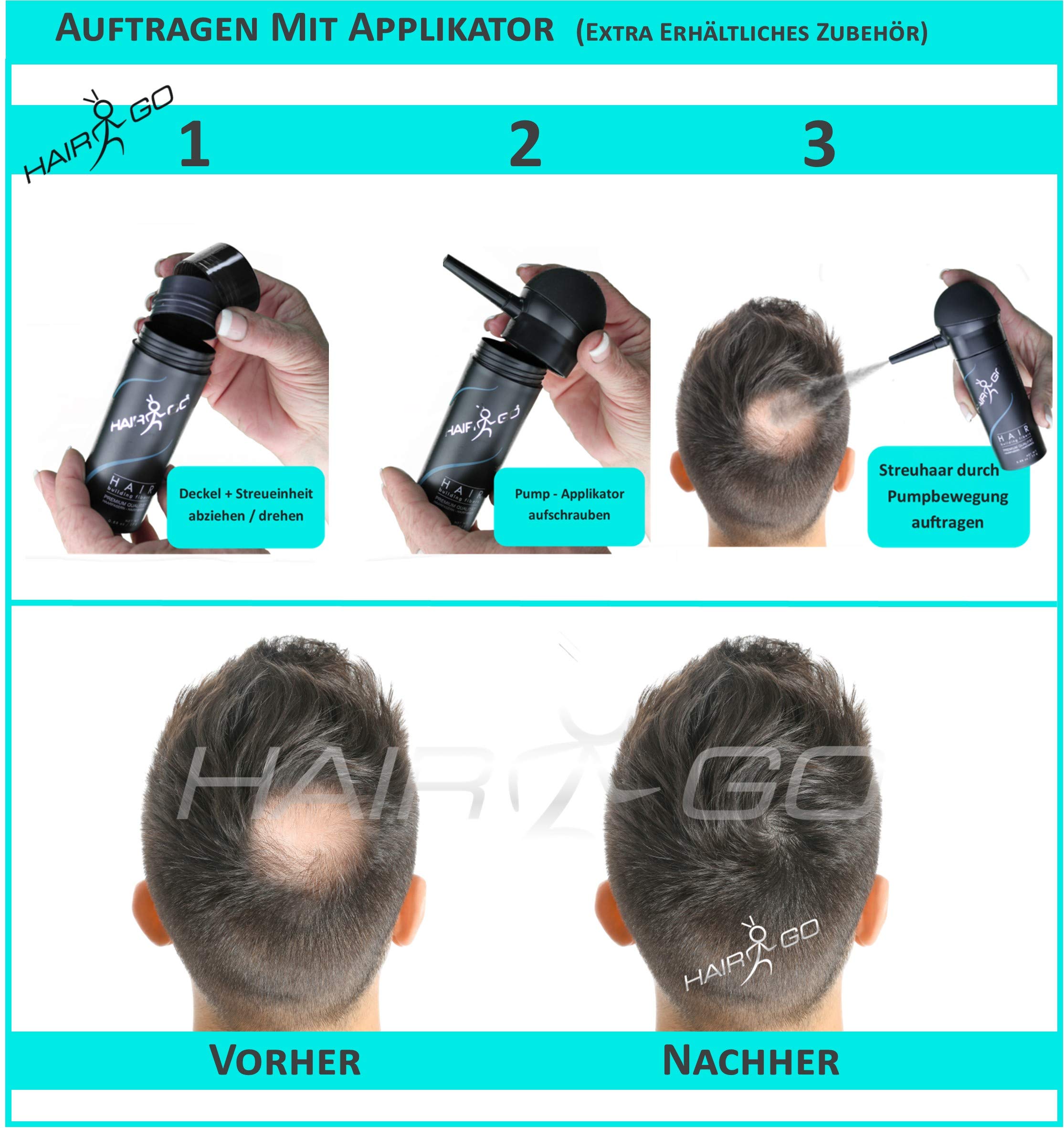 HAIR GO Premium Schütthaar zur Haarverdichtung | Haarpuder | Streuhaar | Haarauffüller | Haarausfall | Haarverdichter 100% natürlich & vegan, 1er Pack, (1x 25 gr.) (schwarz) 6