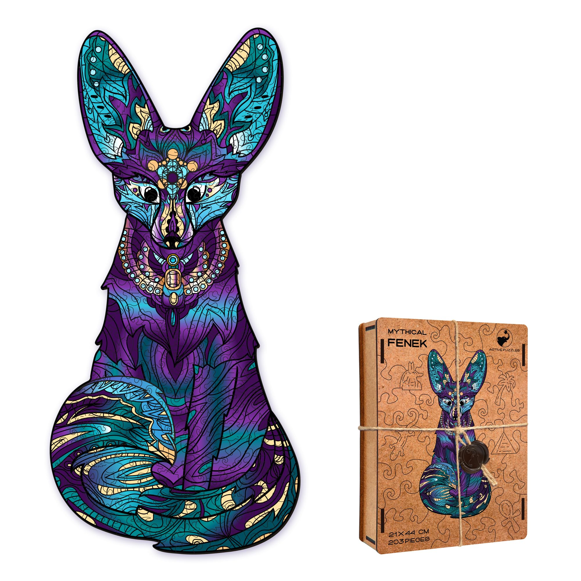 ACTIVE PUZZLES - Animal Puzzles | Adults | Wooden Jigsaw Puzzles, Laser Cut, Sustainable and Eco-Friendly, Premium Finish (Violet Fenec)