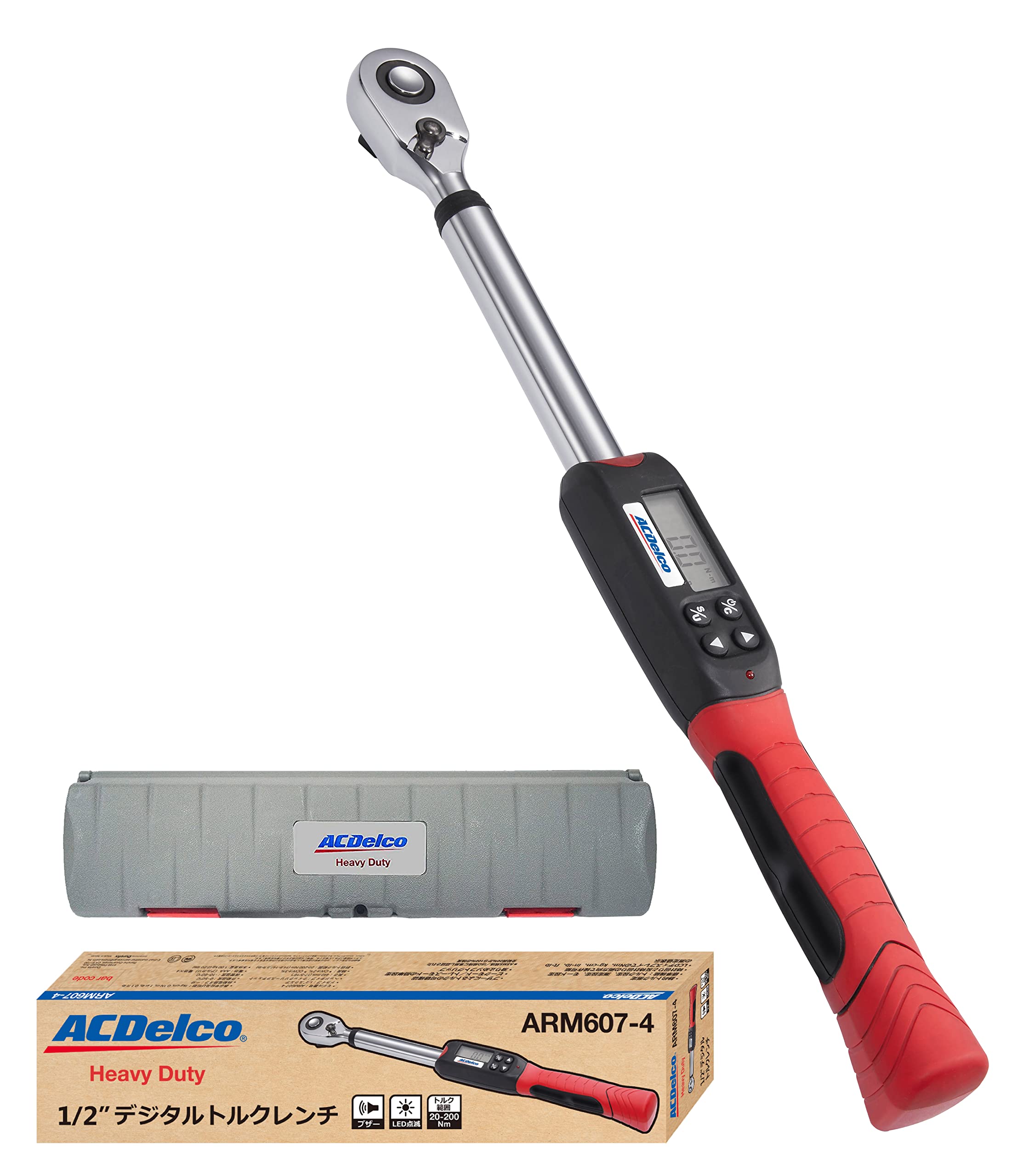 ACDelco 1/2” (12.7mm) デジタルトルクレンチ トルク値20-200Nm ブザー&LED警告灯内蔵 ISO6789 校正証明書付属 自動車エンジン修理 トルク値校正（日本語取扱説明書付属）ARM607-4 の商品画像