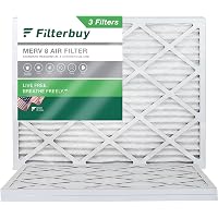 Filterbuy 20x22x1 Air Filter MERV 8 Dust Defense (3-Pack) – Pleated HVAC Furnace Filter, Actual Size 19.50 X 21.50 X 0.75 Inches