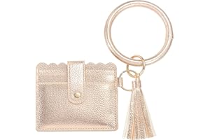 SUIKIHUM Card Holder Wallet with Keychain Wristlet, Slim PU Leather Wallet for Women, Compact and Lightweight Design for Dail