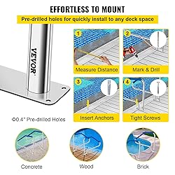 VEVOR Pool Handrail, 49.4" x 34" Stainless Steel