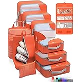 ALL INCLUDED 10 Set Durable Packing Cubes for Suitcases,OlarHike Essentials for Travel,UPGRADED Anti-Tear Stitching, NEW Improved Luggage Packing Organizers for Travel Accessories,Orange