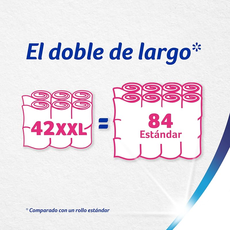 Ultra Suave XXL 7x6 - Papel Higiénico Suave - Paquete con 42 Rollos Extra Grandes - Papel de Baño de 2 Capas - 100% Libre de Perfume - Blanco