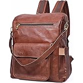 Genuine Leather Laptop Backpack for Women Designer Brown Leather Backpack Purse with 15.6-inch Laptop Computer Compartment Best for Work, Travel, and Daily Use