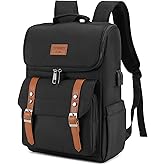 YALUNDISI Vintage Backpack Travel Laptop Backpack with usb Charging Port for Women & Men College Backpack Fits 15.6 Inch Laptop Black Brown