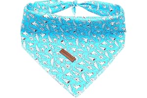 Lionheart glory Dog Bandana 1 Pack Washable Soft Blue Dog Scarf, Shark Print Bandana Square Adjustable Dog Bandanas for Small Medium Large Dogs