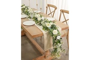 Anna's Whimsy 8.9 FT Flower Garland, Eucalyptus Garland with Flowers Greenery Garland Floral Garland for Decoration Party Wedding Table Indoor Outdoor Backdrop Wall Spring Decor