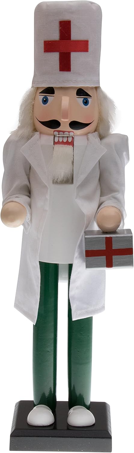 Nutcrackers - Clever Creations Doctor 15 Inch Traditional Wooden Nutcracker, Festive Christmas Décor for Shelves and Tables