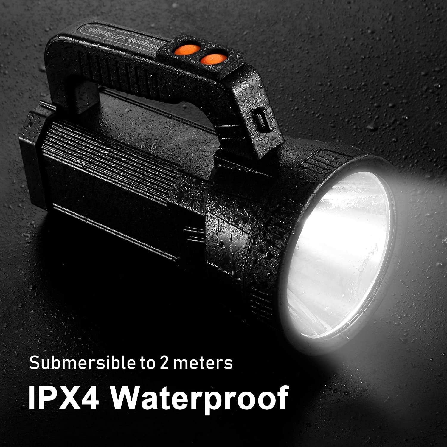 Rechargeable Spotlight Super Bright Led Tactical Flashlight 9600mah 6000 Lumens Spot Light Waterproof Handheld Searchlight Power Bank Function Torchlight 6 Lights Modes with Foldable Tripod - - 
