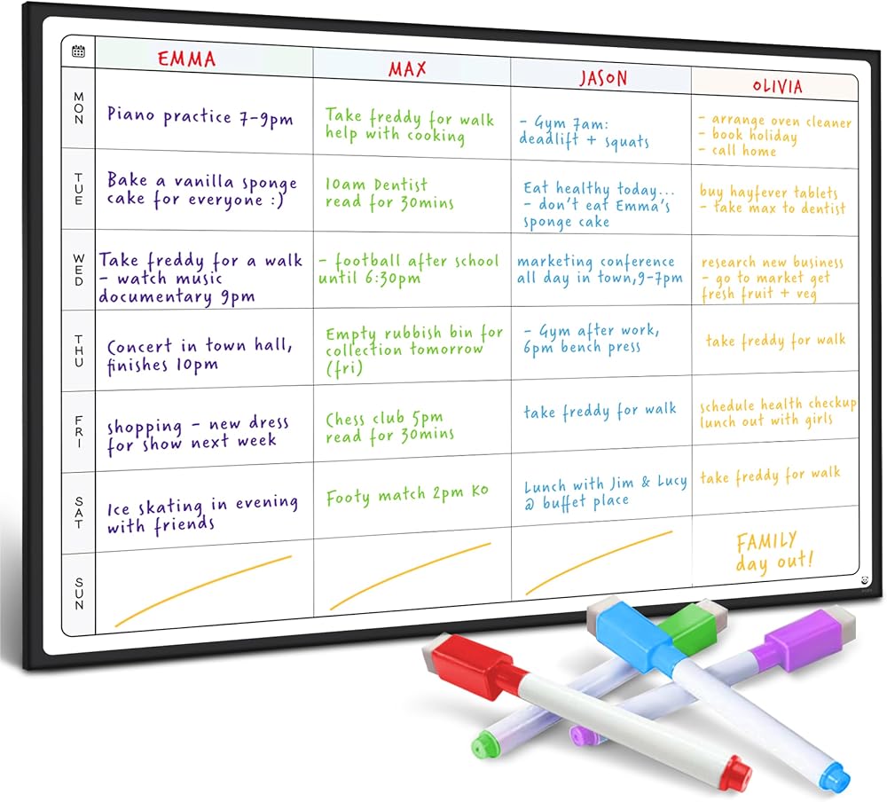 Smart Panda Weekly Planner Whiteboard A3 Magnetic Meal & Family Planner