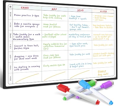 Smart Panda Weekly Planner Whiteboard A3 Magnetic Meal & Family Planner