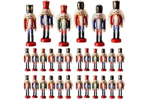 Aoriher 24 Pcs Christmas Nutcracker Ornament Small Wooden Soldier Hanging Decorations Nutcracker Figure Ornament for Christmas Figure Decoration