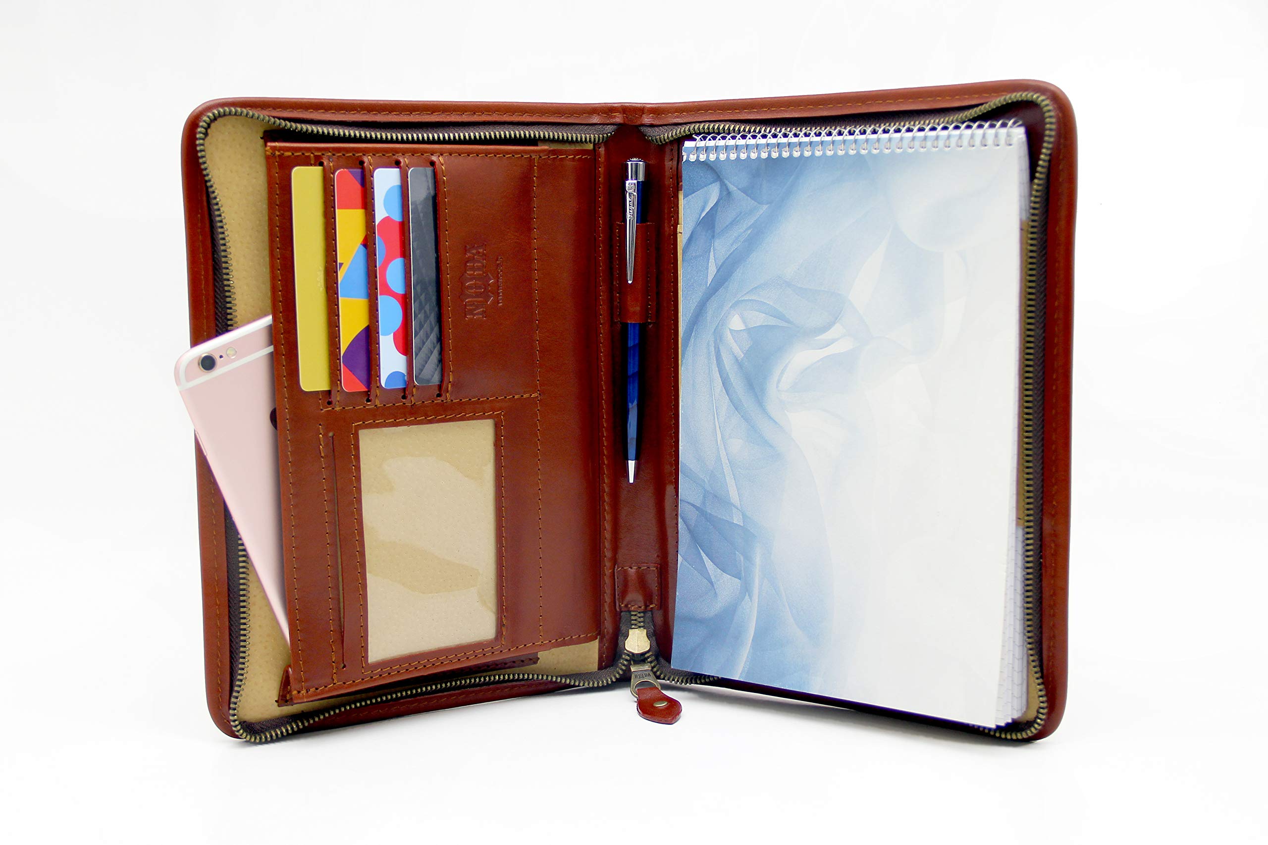 A5 Genuine leather organiser, Document bag A5, Notebook holder, Notepad Case, Leather planner (Cognac)