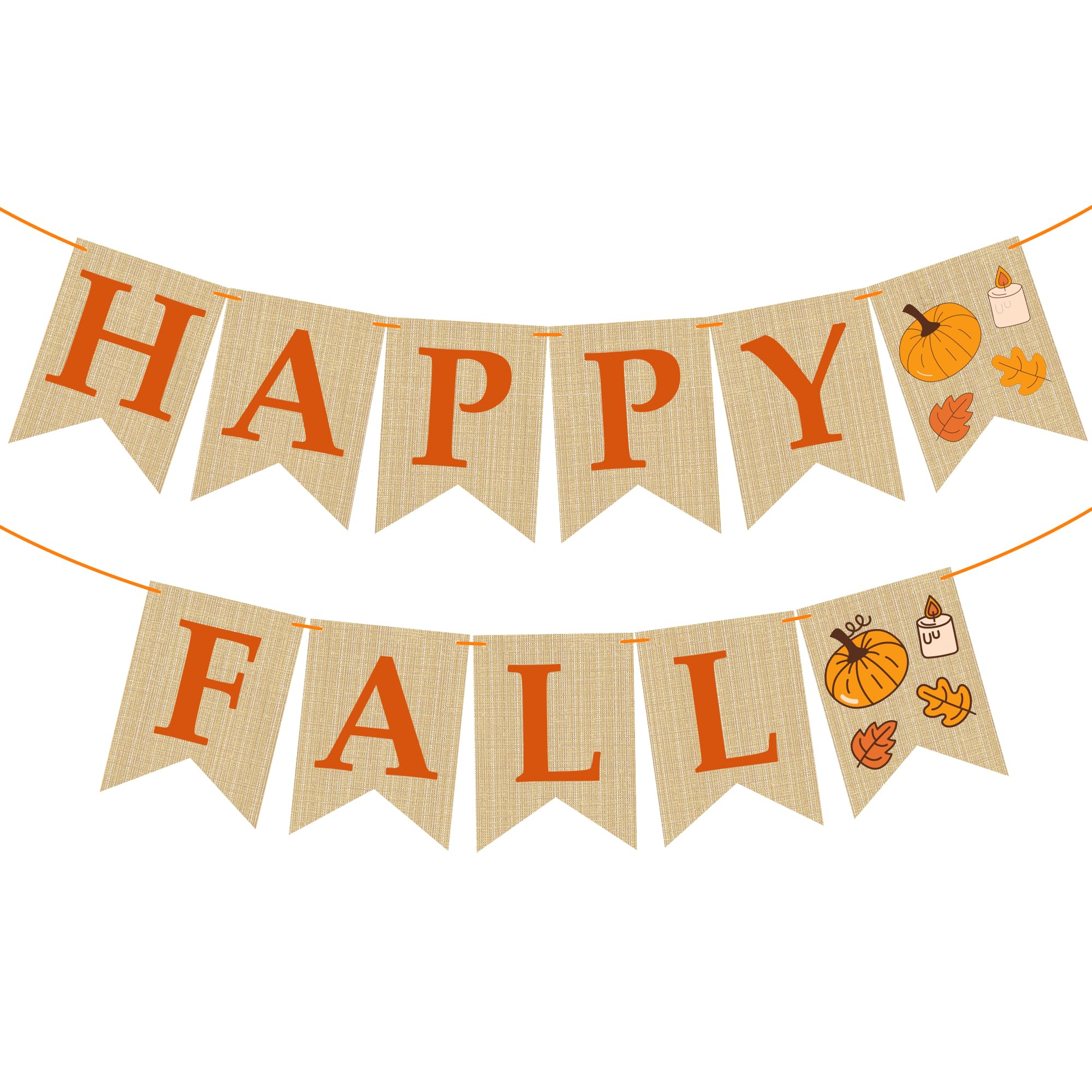Photo 1 of OHOME Fall Decorations for Home - Happy Autumn Pumpkin Banner for Indoor Outdoor | Maple Leaves Garland Backdrop for Outside - Hanging Party Favors Supplies for Birthday | Fall Decor
