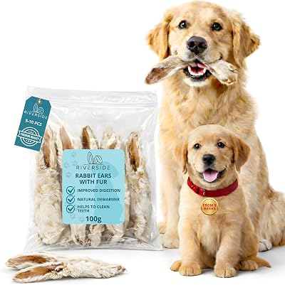 Riverside Rabbit Ears with Fur for Dogs 100g Hypoallergenic Natural Treats