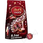 Lindt LINDOR Strawberry Dark Chocolate Candy Truffles, Valentine's Day Dark Chocolate with Smooth, Melting Center, 8.5 oz. Bag