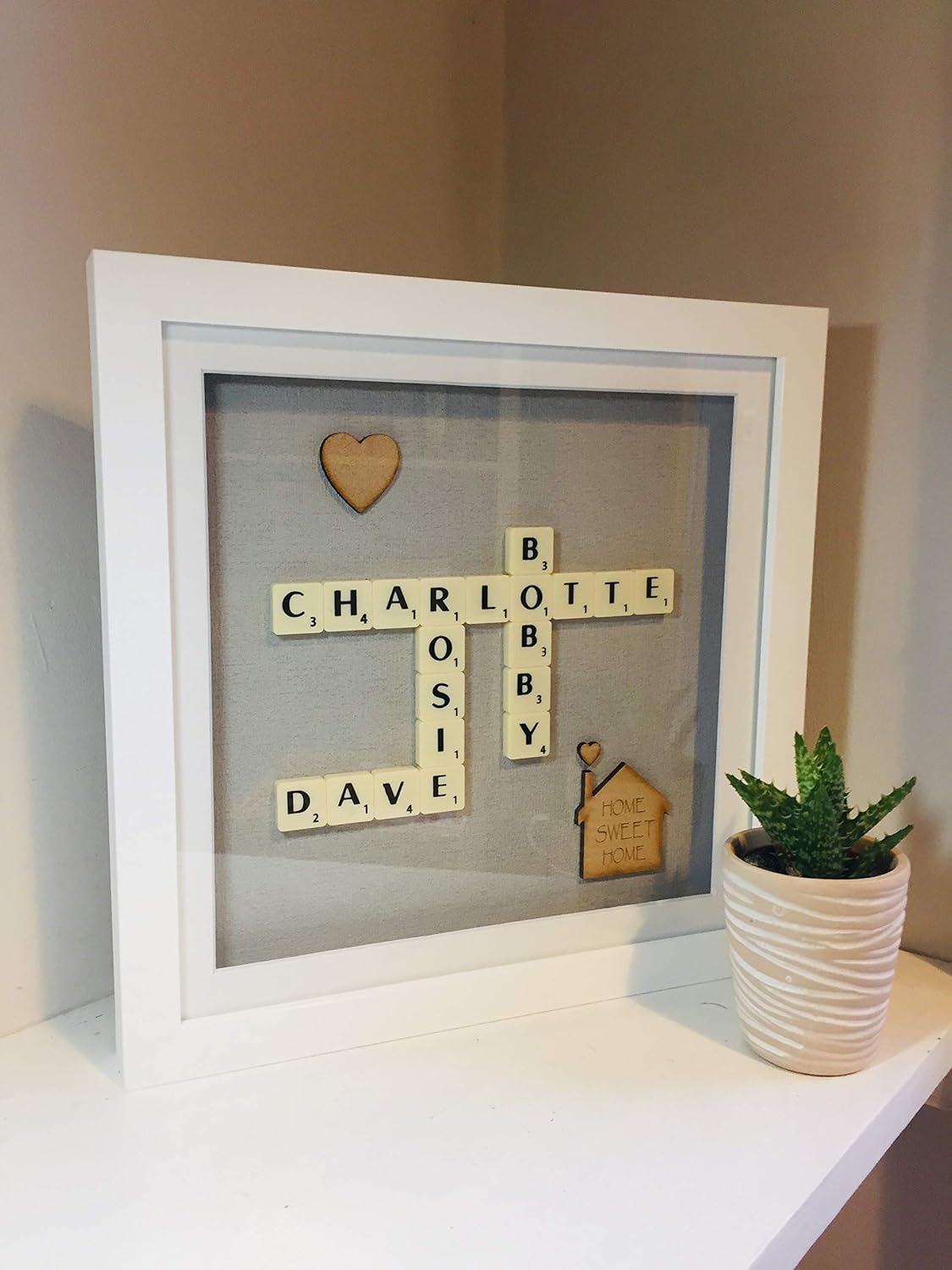 personalised scrabble picture frame, new home gift, scrabble frame