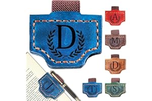 AYTHSRIC Personalized Bygone Mark Bookmark with Pen Holder, Leather Magnetic Bookmark 26 Letters Name Initial Bookmarks for Readers, Book Lover Gifts for Women Men Notebook Accessories (Blue, D)