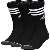 adidas Men's Athletic Cushioned Crew Socks (3 Pairs) Graphic Logo Striped