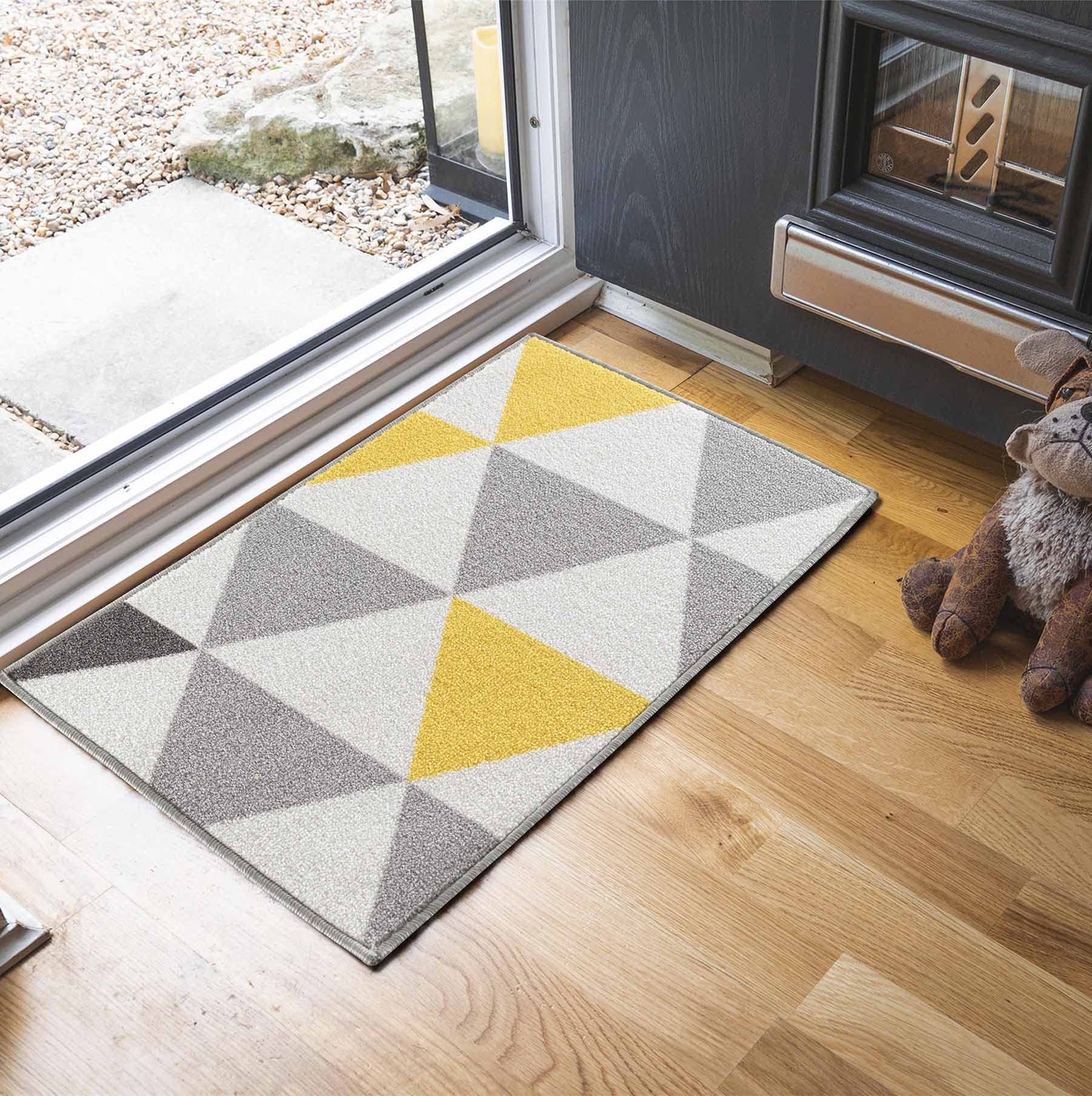 Washable Door Mat Kitchen Mats Non Slip Geometrical Design Hall Runner- Indoor Door Mat - Hallway-Passage Corridor Doormats - Floor Mat