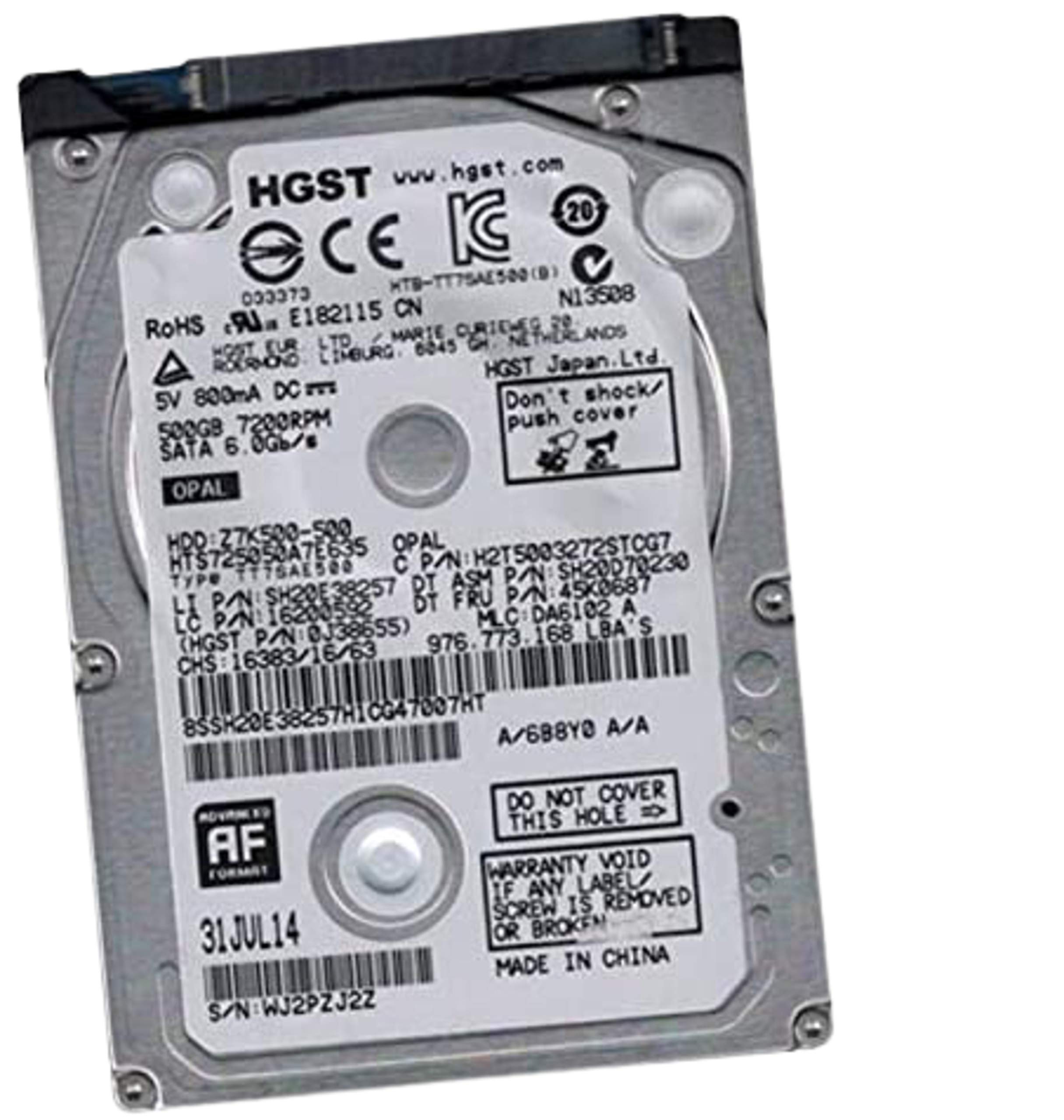 Ewbob HGST 500GB SATA 2.5" HTS725050A7E635 SH20E38257 45K0687 0J38655 8MB Hard Drive