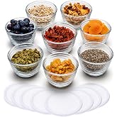 Libbey 8-piece Small Glass Bowl Set with Lids | 6.25 oz Capacity for Leftovers, Snacks, Sauces, Herbs &amp; Toppings with Secure Lids and Dishwasher-Safe Easy Cleanup